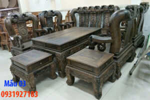 Bàn ghế phòng khách gỗ gụ tự nhiên